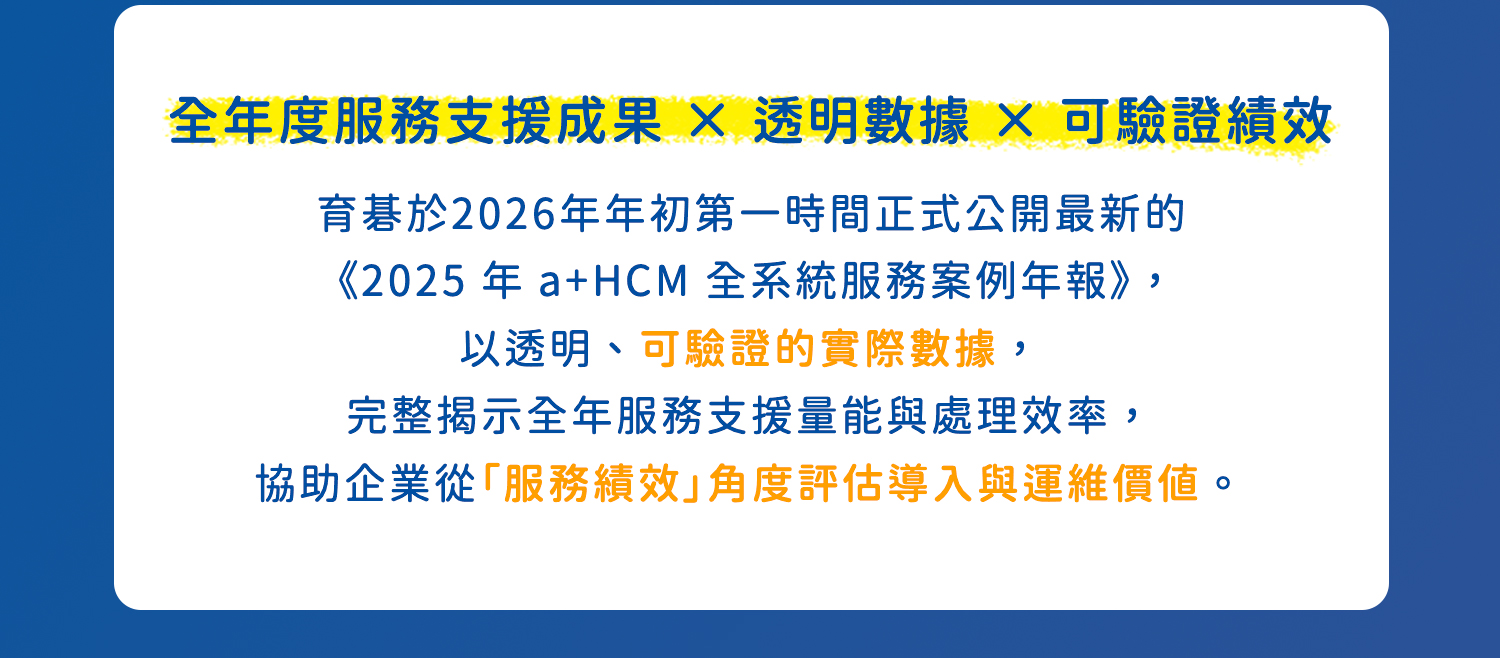 最新的育碁《2025 年 a+HCM 全系統服務案例年報》，資訊透明、可驗證的實際數據