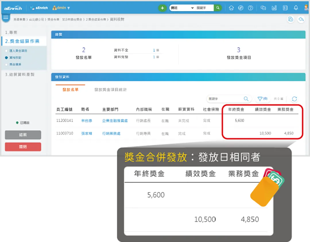 步驟簡便的獎金發放,省時又省力