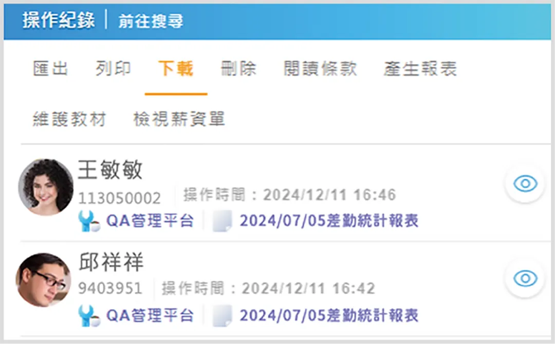 保留下載檔案及下載紀錄,增強資料安全性及完整性